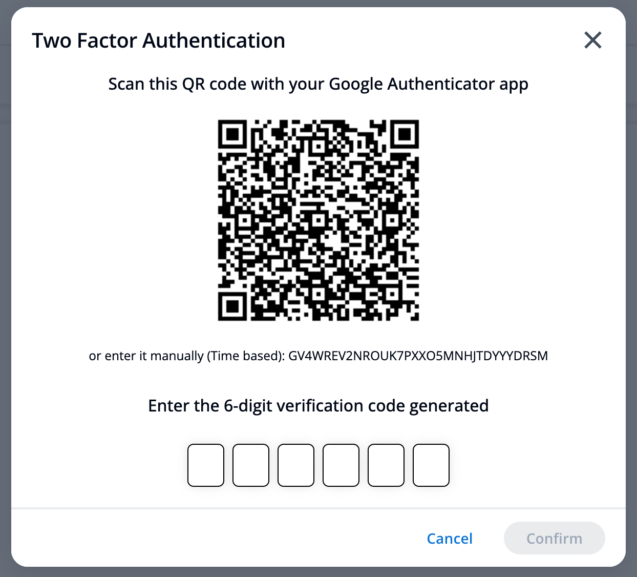 Enable two factor authentication