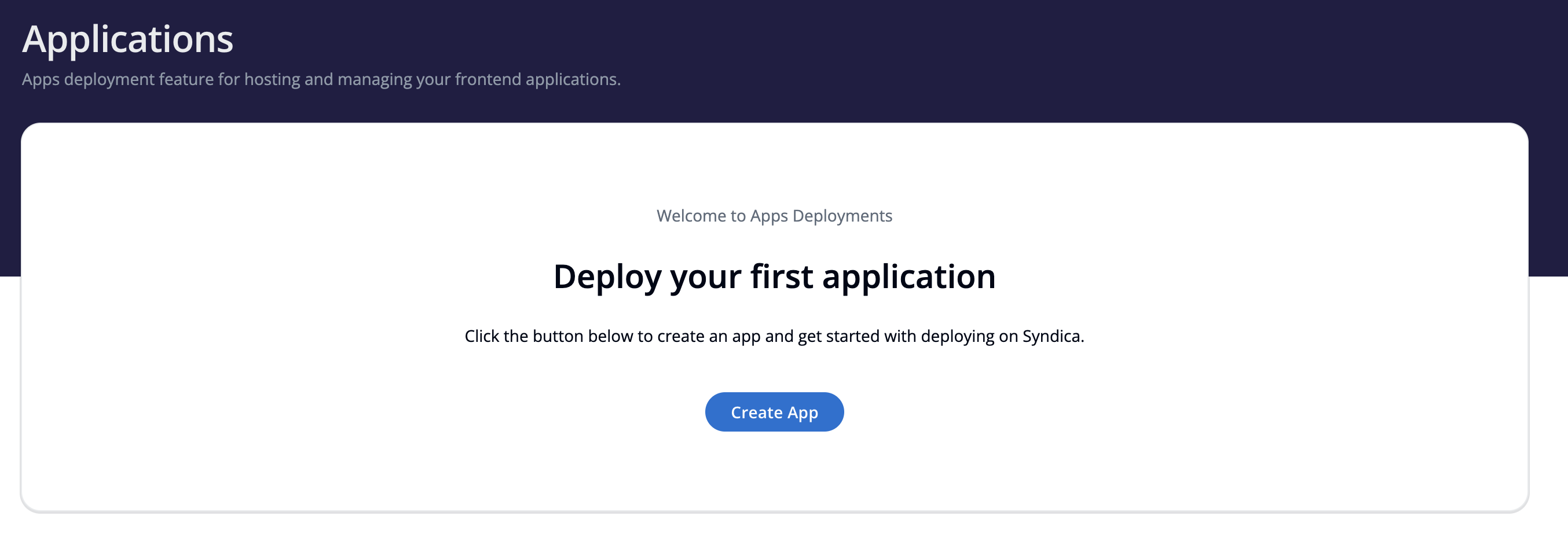 An empty applications page