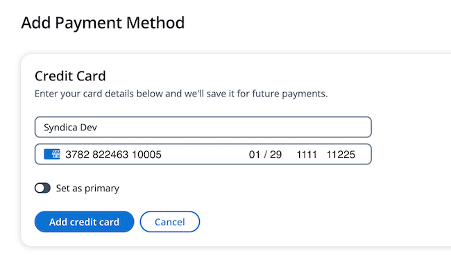 Enter payment method details