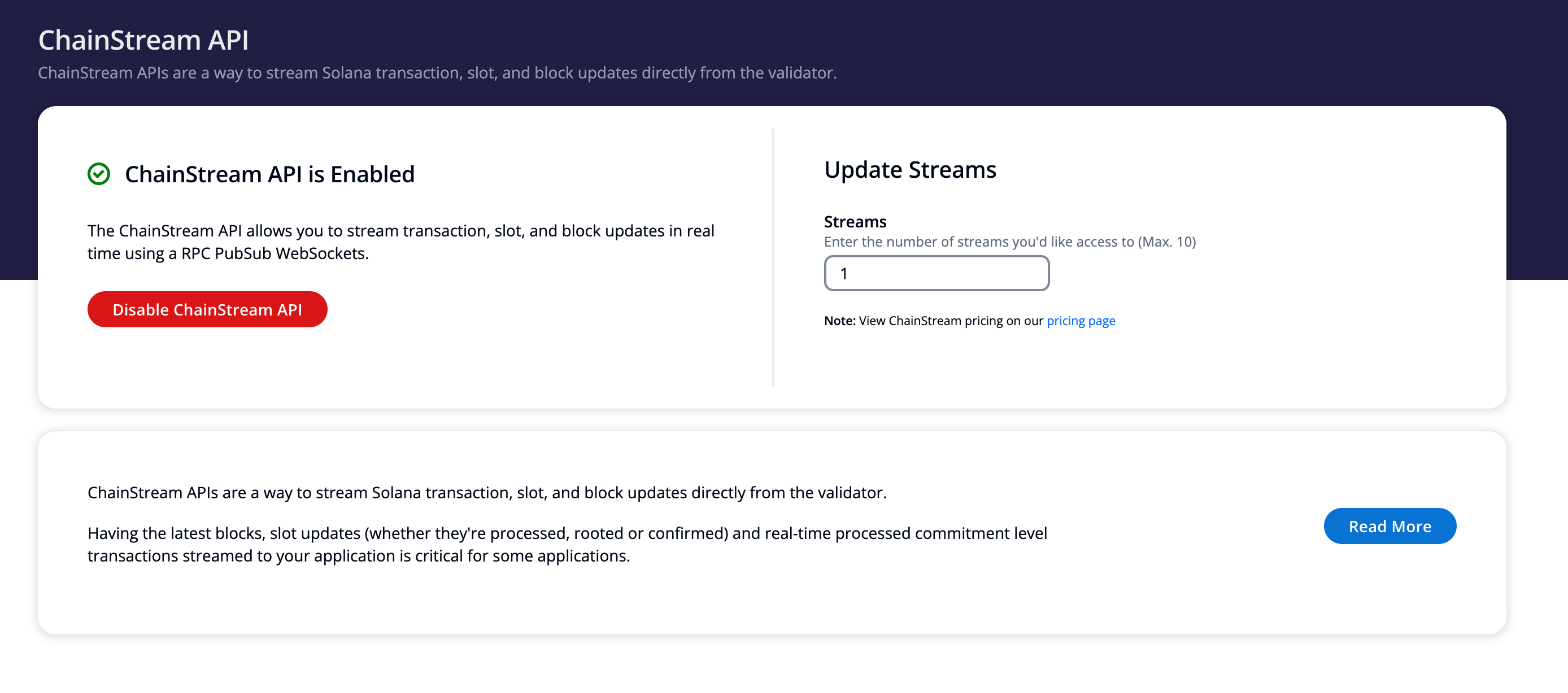 Manage your ChainStream subscriptions