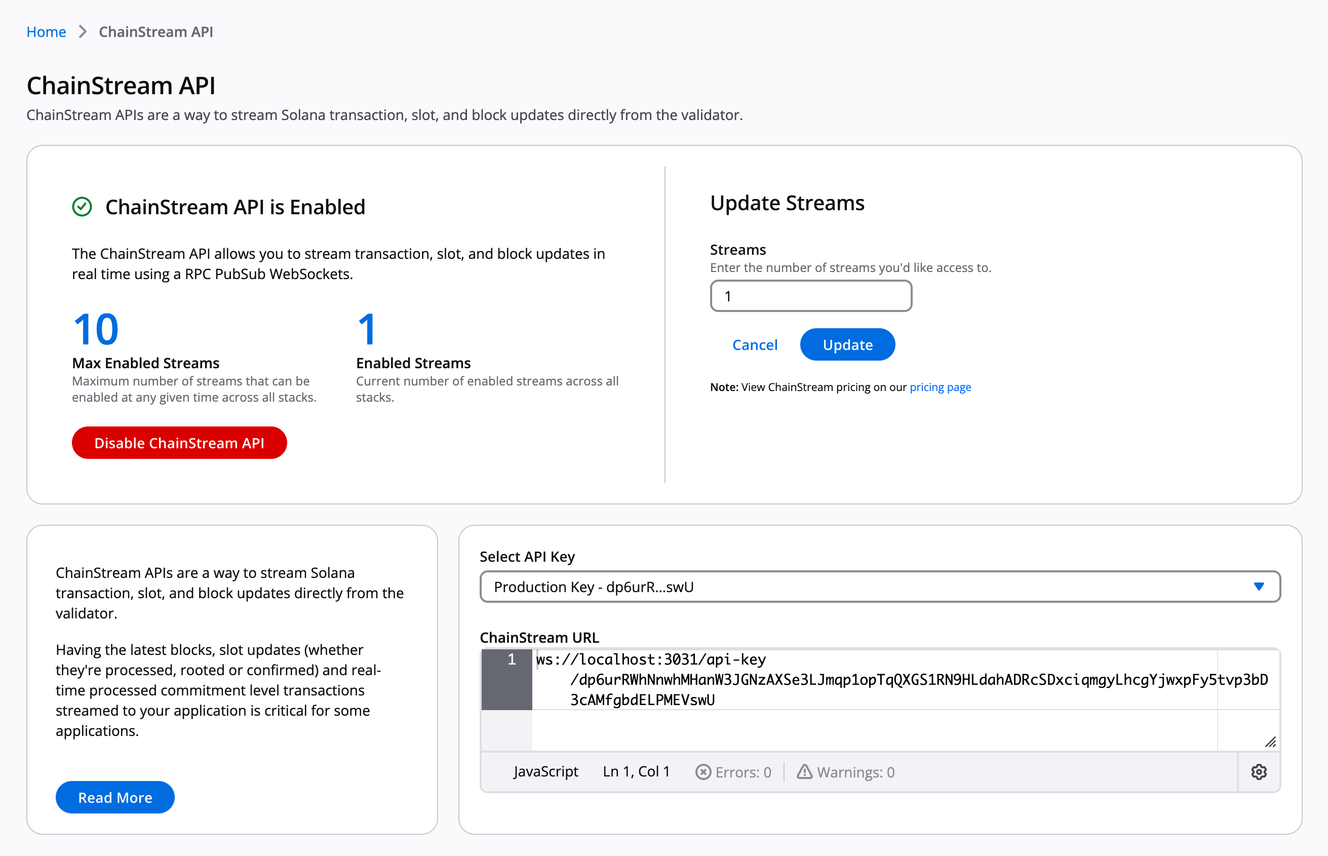 Manage your ChainStream subscriptions
