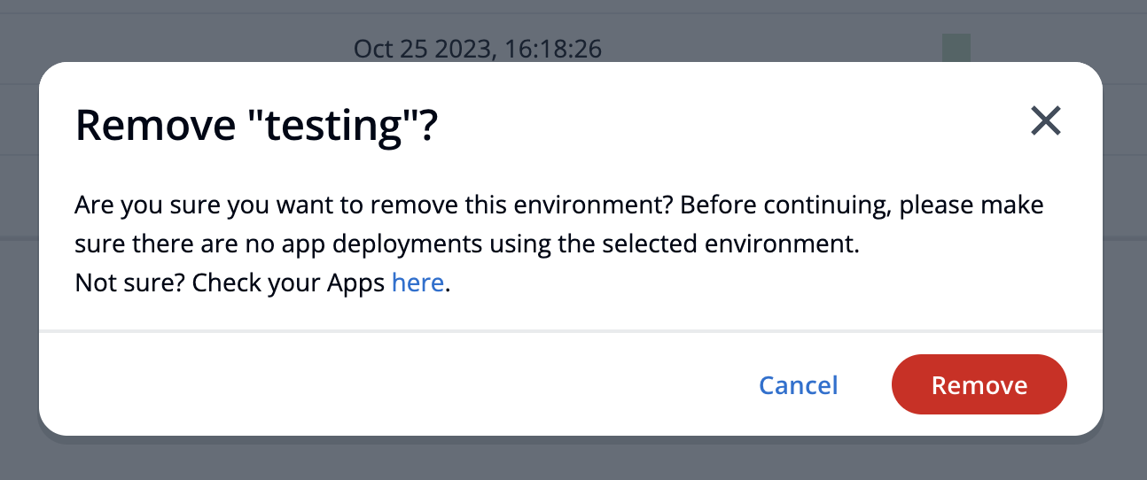 Remove environment confirmation