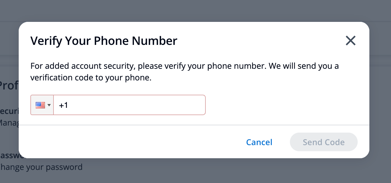 Change phone number modal