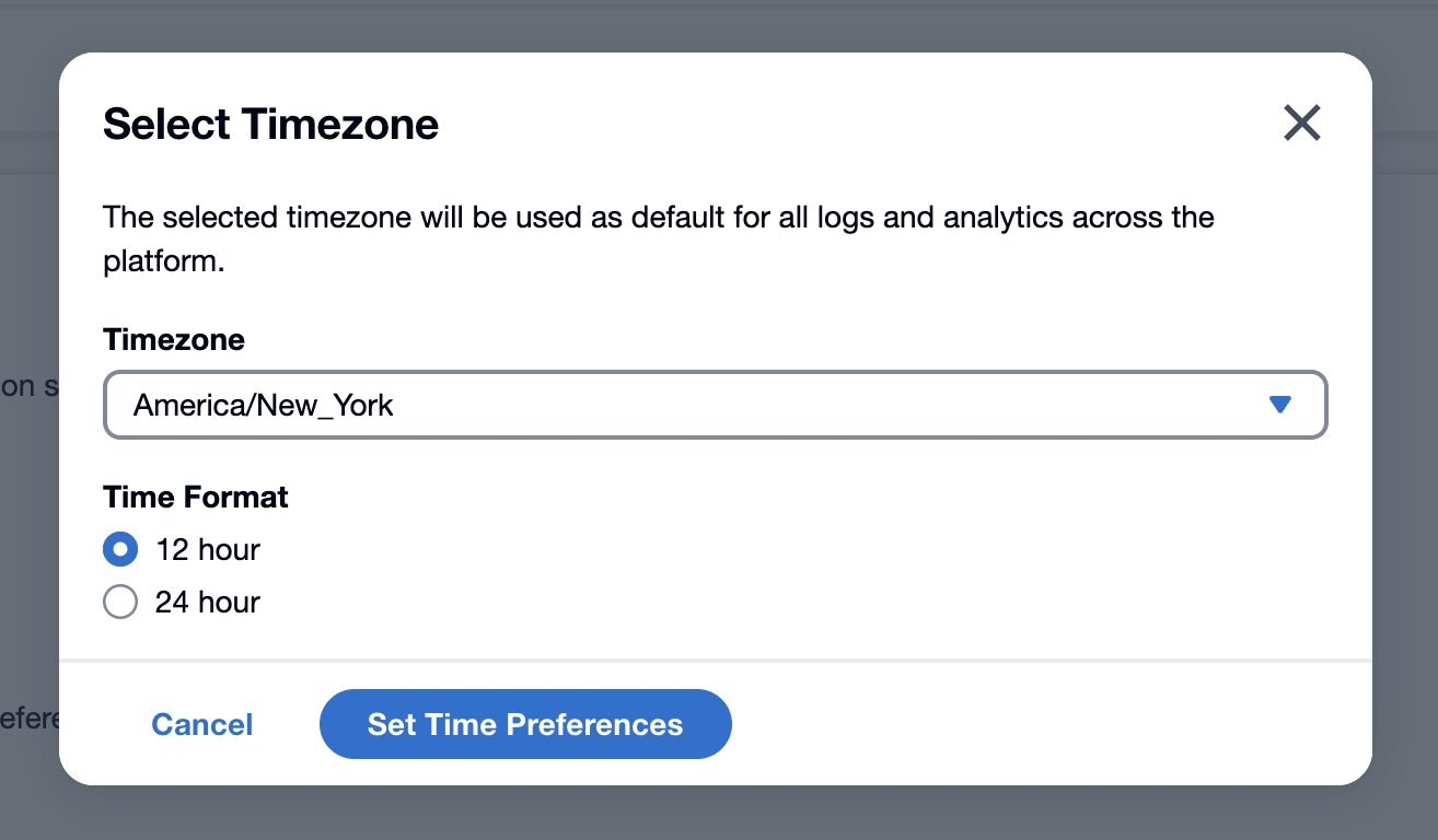 Change timezone modal