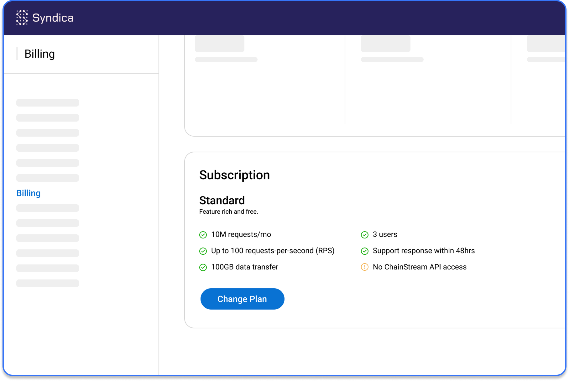 Select change plan to upgrade account