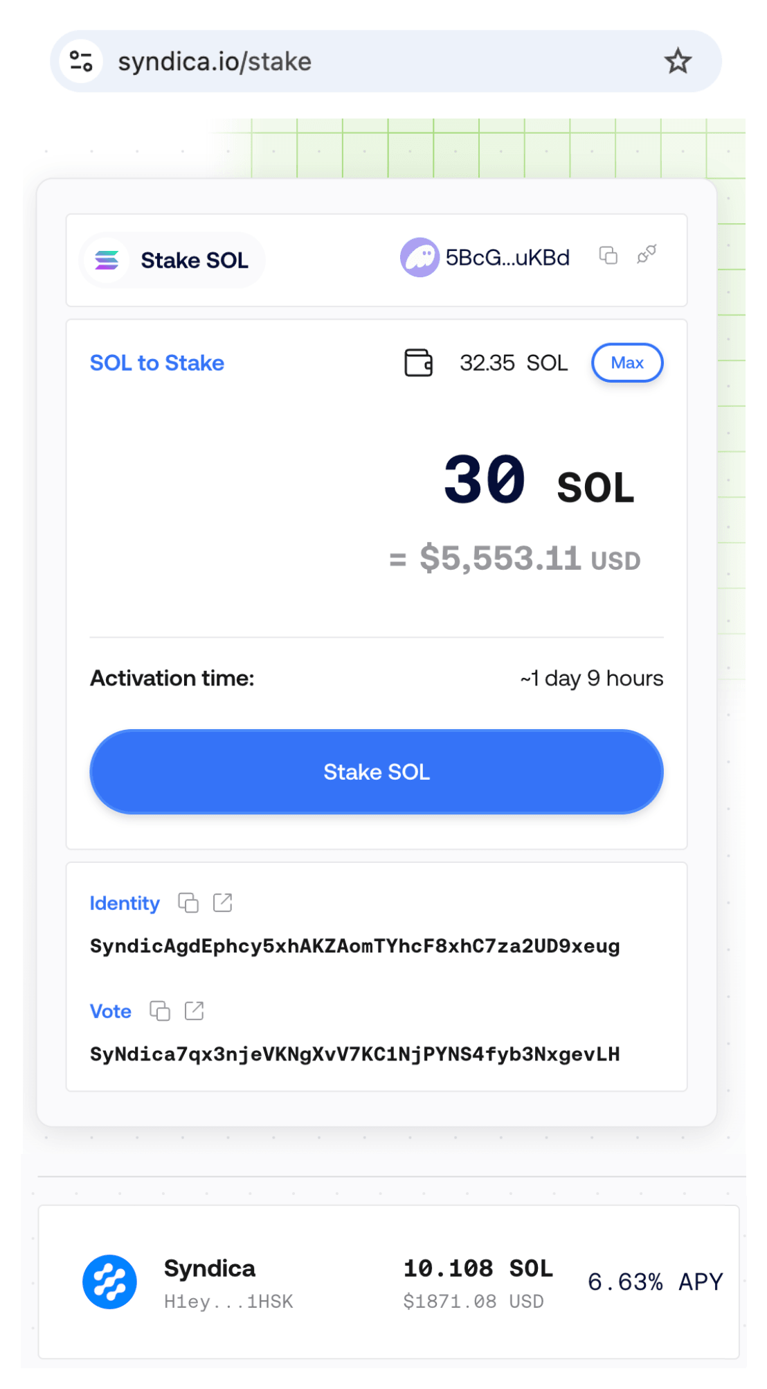 Stake with Syndica